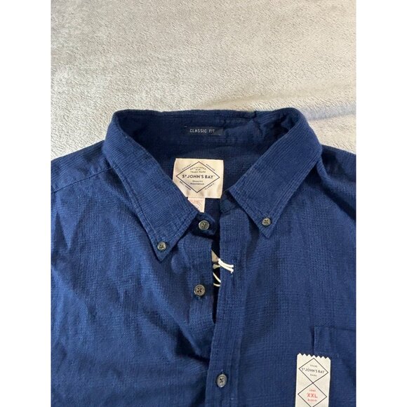 St. John's Bay Shirt Men's XXL Blue Classic Fit Long Sleeve Button Down NWT - Picture 8 of 9